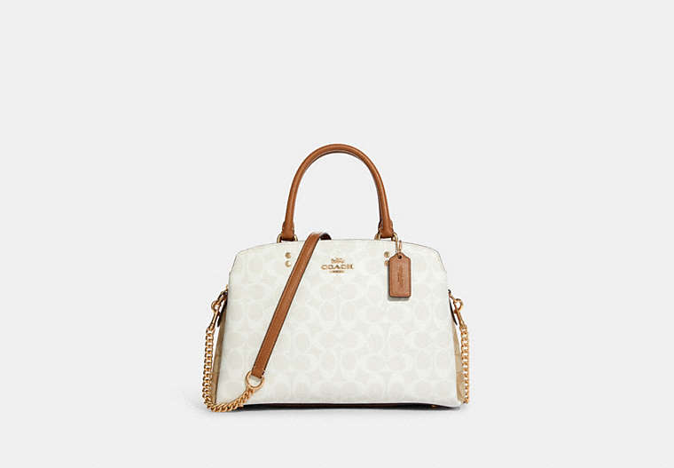 COACH®,LILLIE CARRYALL IN BLOCKED SIGNATURE CANVAS,pvc,Gold/Chalk/Glacier White Multi,Front View