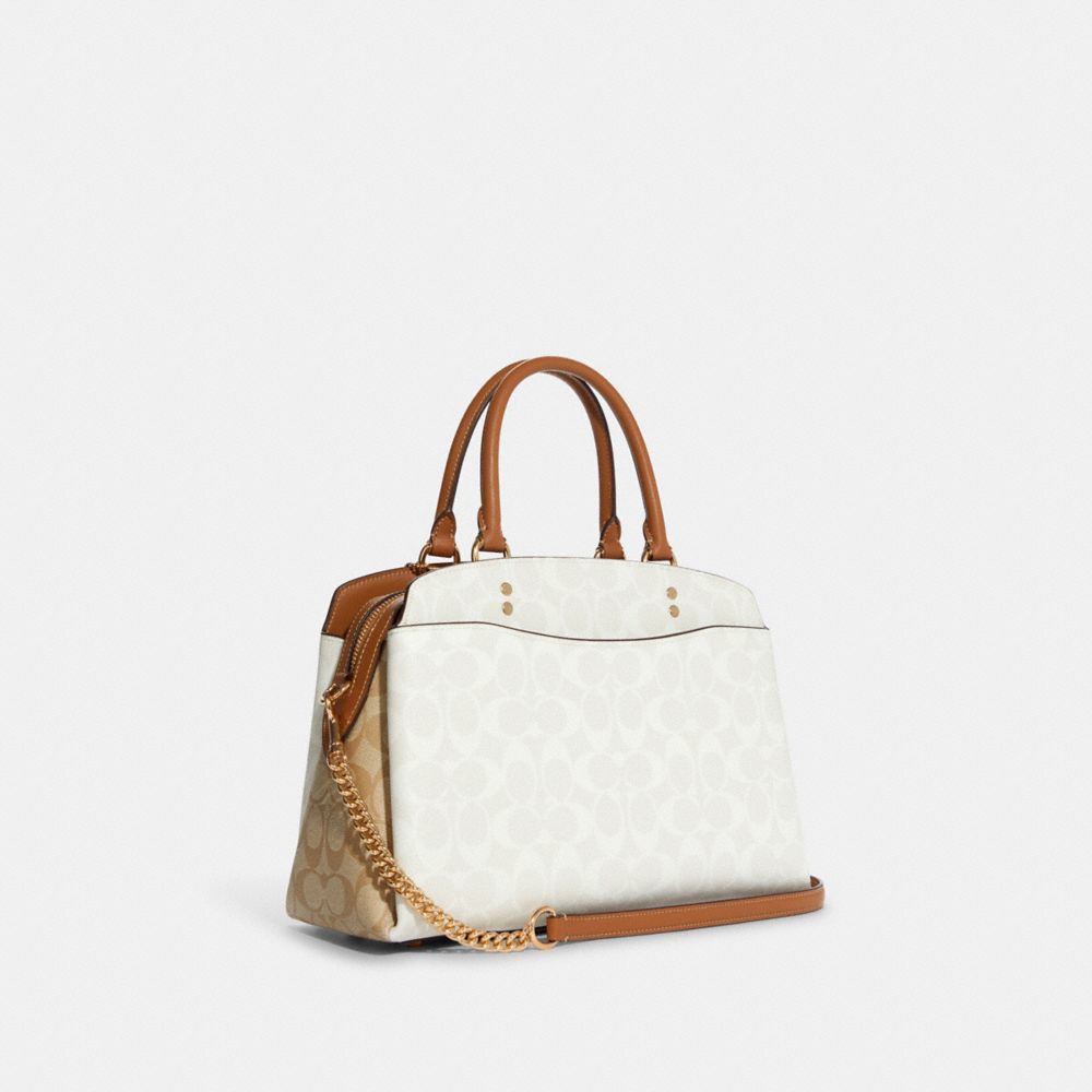 COACH®,Lillie Carryall In Blocked Signature Canvas,,Angle View