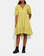COACH®,BRODERIE ANGLAISE PUFF SLEEVE DRESS IN ORGANIC COTTON,cotton,Yellow,Scale View