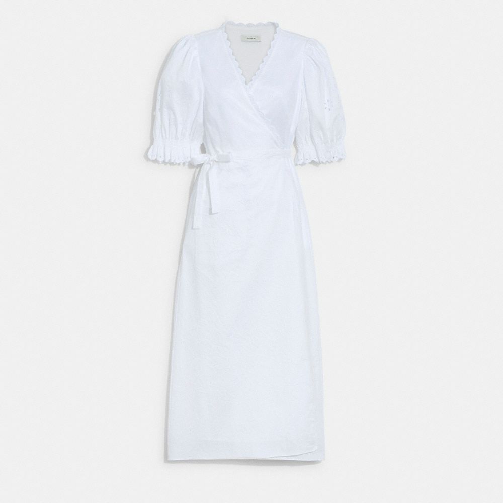 White cotton outlet wrap dress