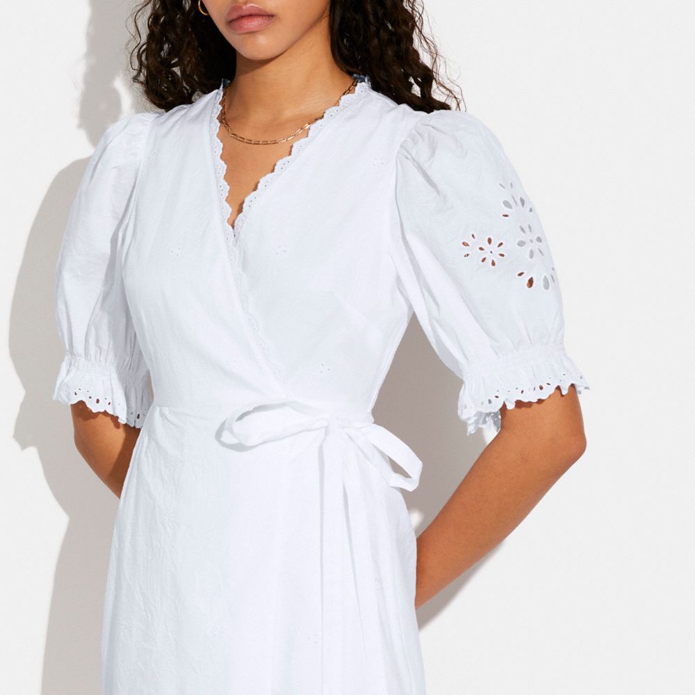 COACH® | Broderie Anglaise Wrap Dress In Organic Cotton