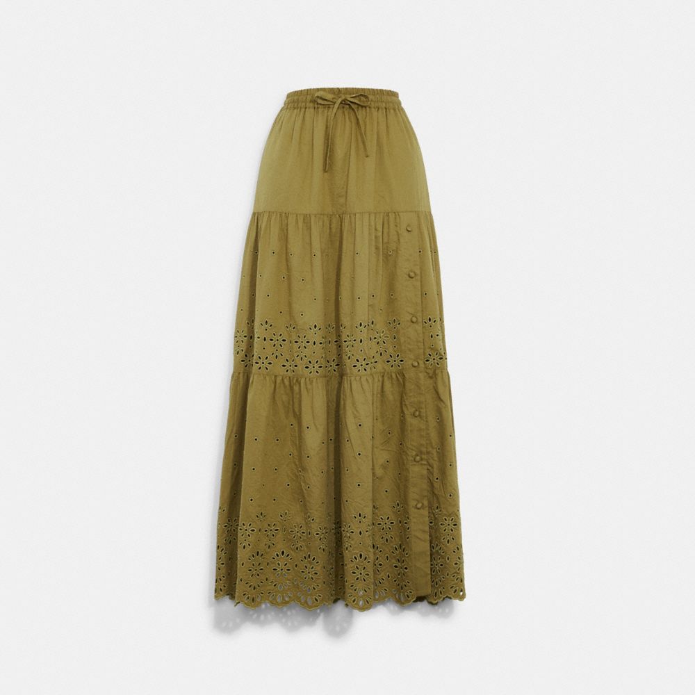 COACH® | Broderie Anglaise Long Skirt In Organic Cotton