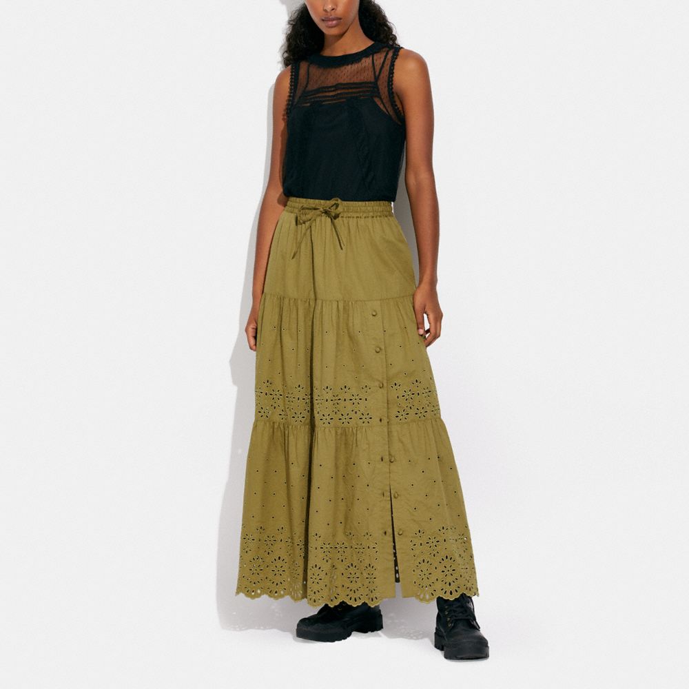 Broderie Anglaise Long Skirt In Organic Cotton