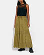 COACH®,BRODERIE ANGLAISE LONG SKIRT IN ORGANIC COTTON,cotton,Dark Olive,Scale View