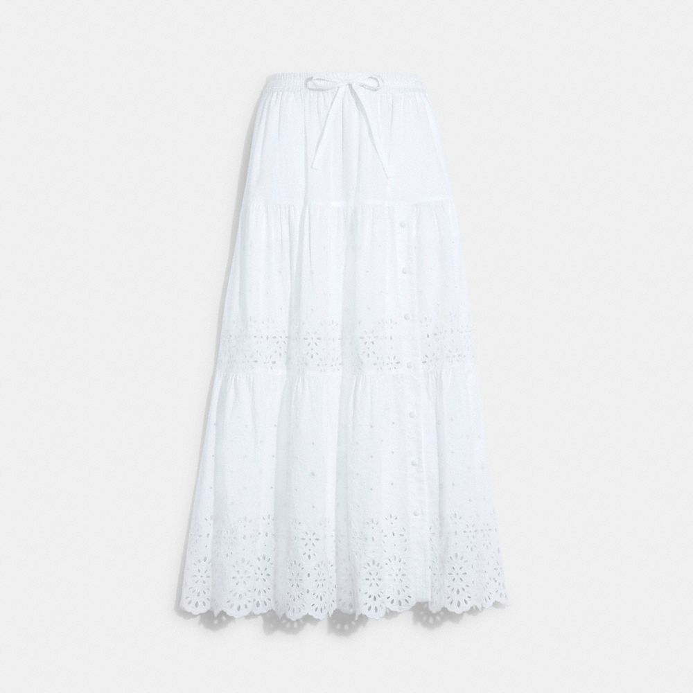 COACH Broderie Anglaise Long Skirt In Organic Cotton