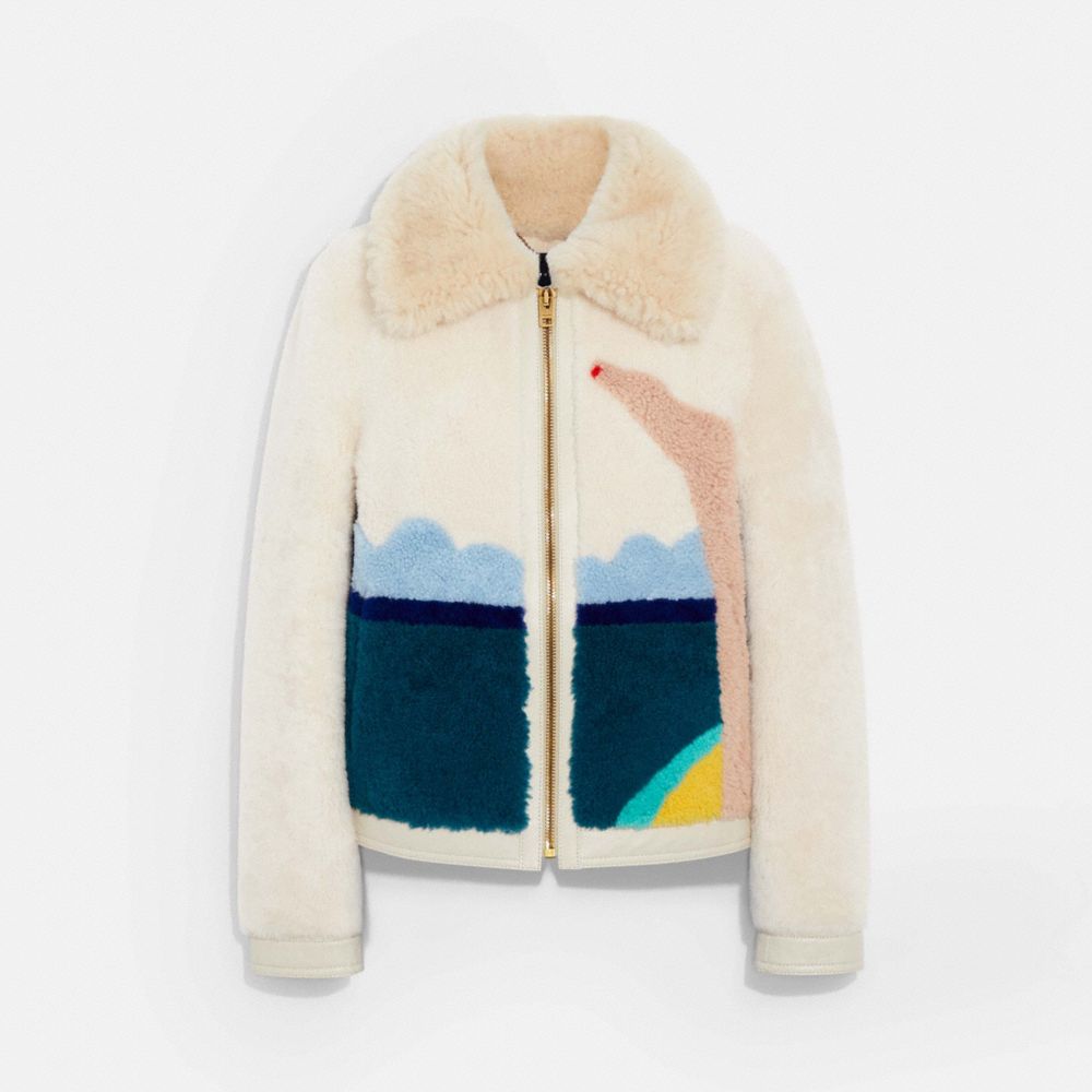 COACH®,COACH X TOM WESSELMANN SHEARLING JACKET,Multi,Front View