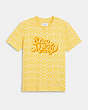 COACH®,SIGNATURE STAY MESSY T-SHIRT IN ORGANIC COTTON,cotton,Yellow,Front View