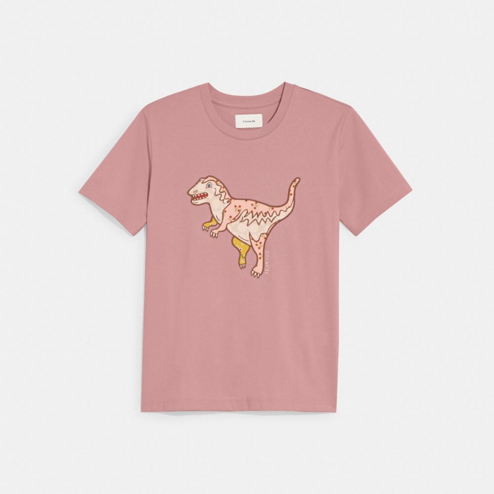 COACH®,T-SHIRT REXY EN COTON BIOLOGIQUE,coton,ROSE,Front View