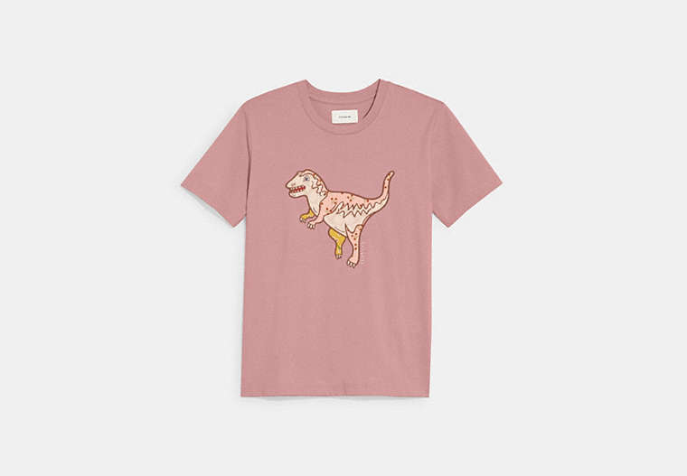 COACH®,REXY T-SHIRT IN ORGANIC COTTON,cotton,Pink,Front View