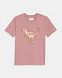 COACH®,REXY T-SHIRT IN ORGANIC COTTON,cotton,Pink,Front View