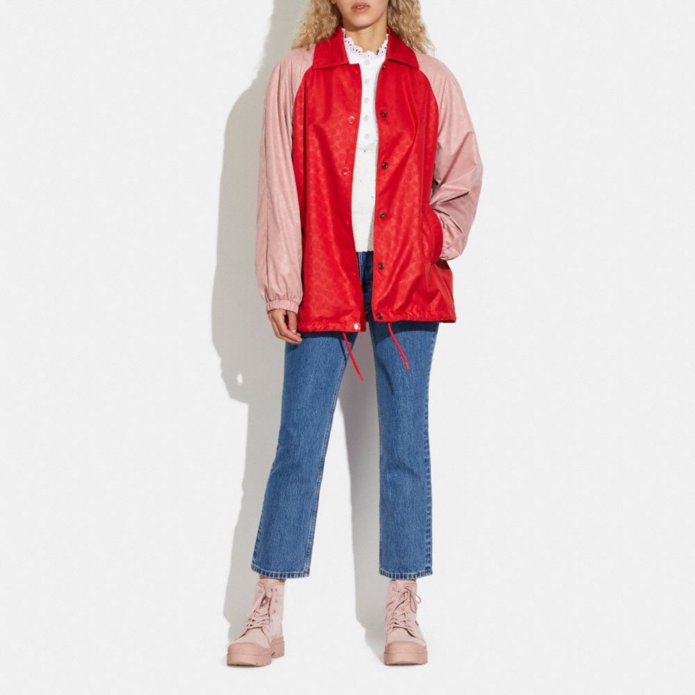 COACH®,SIGNATURE OVERSIZED JACKET IN RECYCLED POLYESTER,True Red,Scale View