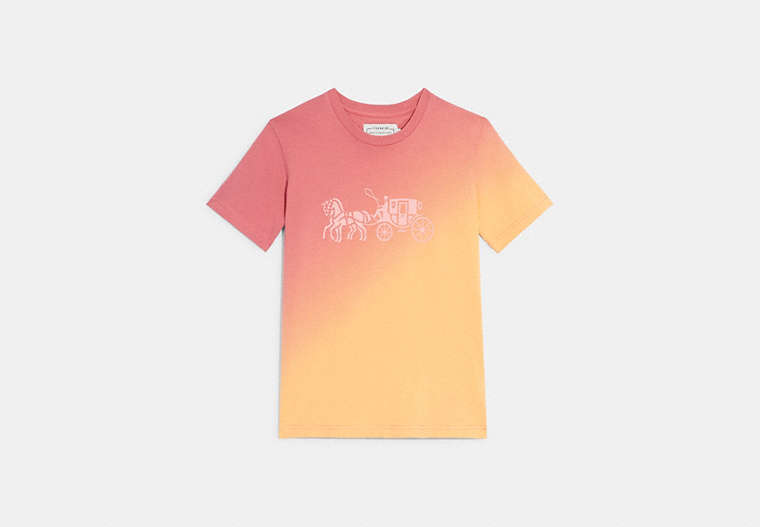 COACH®,OMBRE HORSE AND CARRIAGE T-SHIRT IN ORGANIC COTTON,Organic Cotton,Multi,Front View