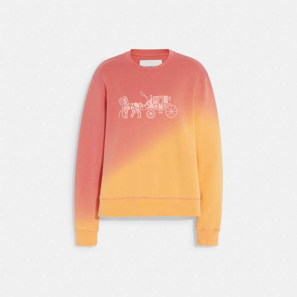 COACH®,Ombre Horse And Carriage Crewneck In Organic Cotton,,Front View