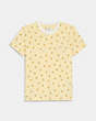 COACH®,DITSY FLORAL T-SHIRT IN ORGANIC COTTON,cotton,Cream/Yellow,Front View