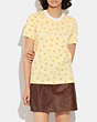 COACH®,DITSY FLORAL T-SHIRT IN ORGANIC COTTON,cotton,Cream/Yellow,Scale View