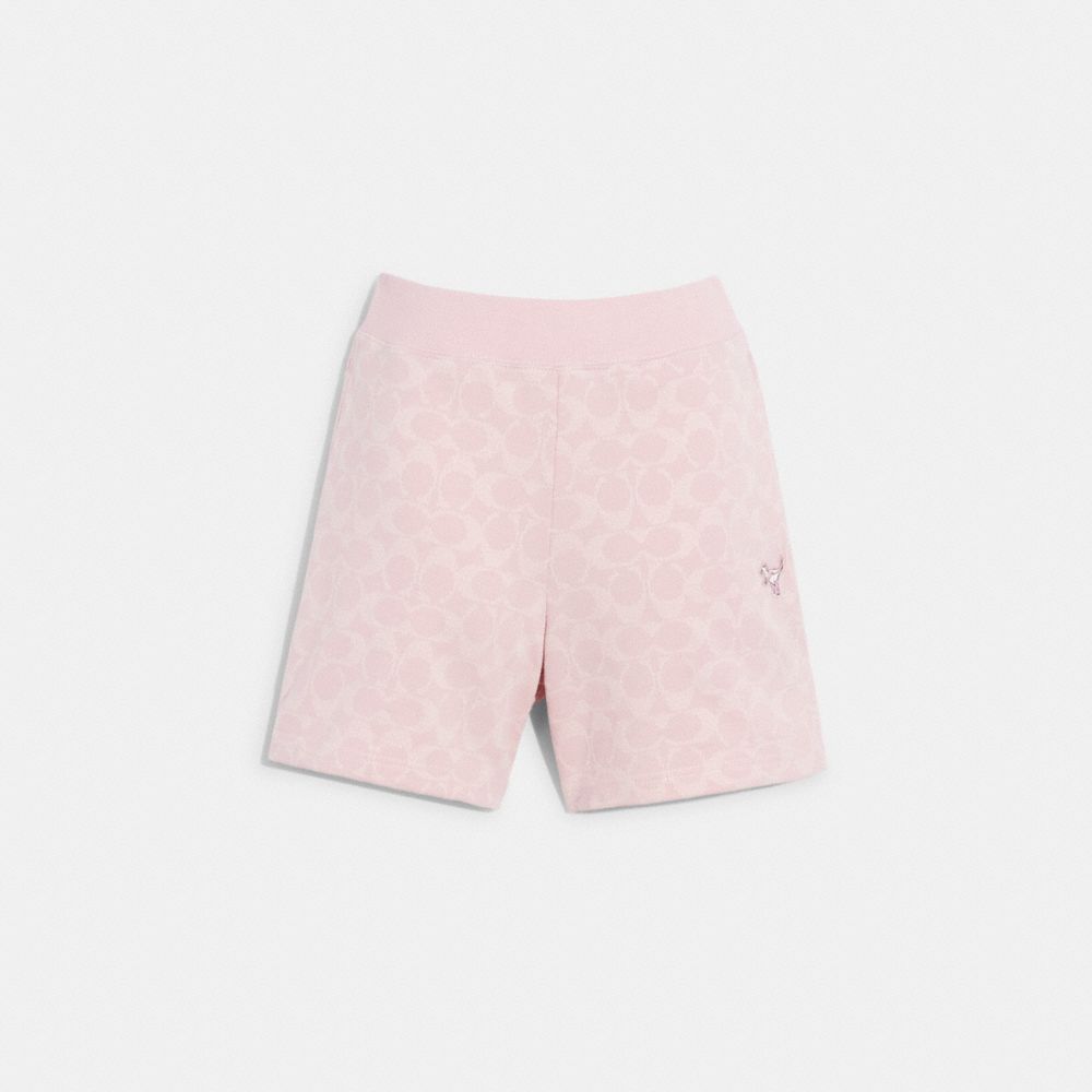 COACH®,SIGNATURE SWEAT SHORTS,Pink/White,Front View