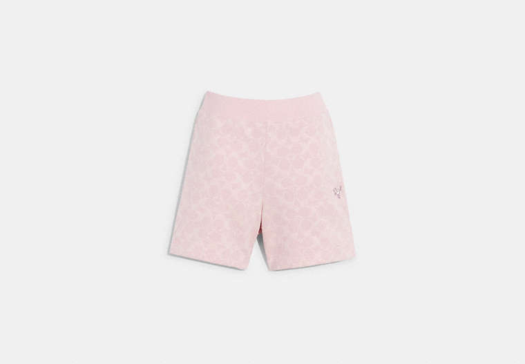COACH®,SIGNATURE SWEAT SHORTS,Pink/White,Front View