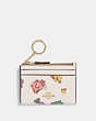 COACH®,MINI SKINNY ID CASE WITH SPACED FLORAL FIELD PRINT,Gold/Chalk Multi,Front View