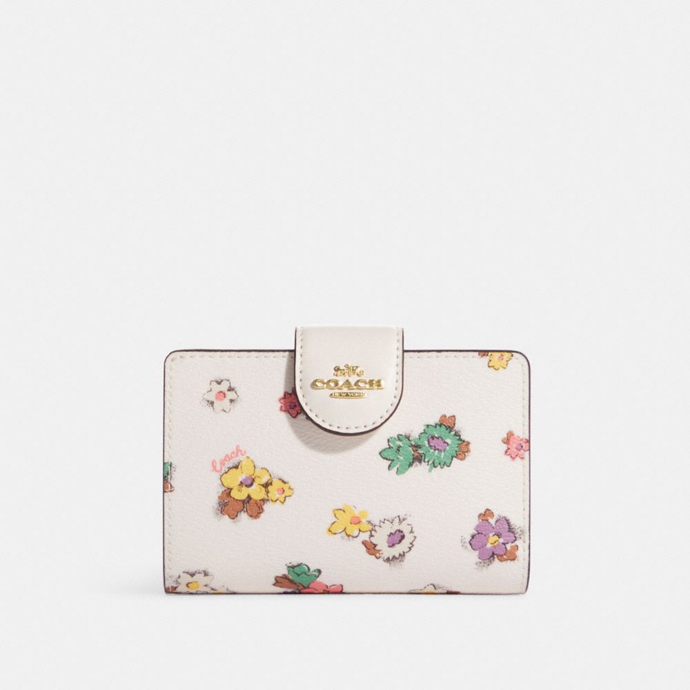 Medium Corner Zip Wallet With Spaced Floral Field Print
