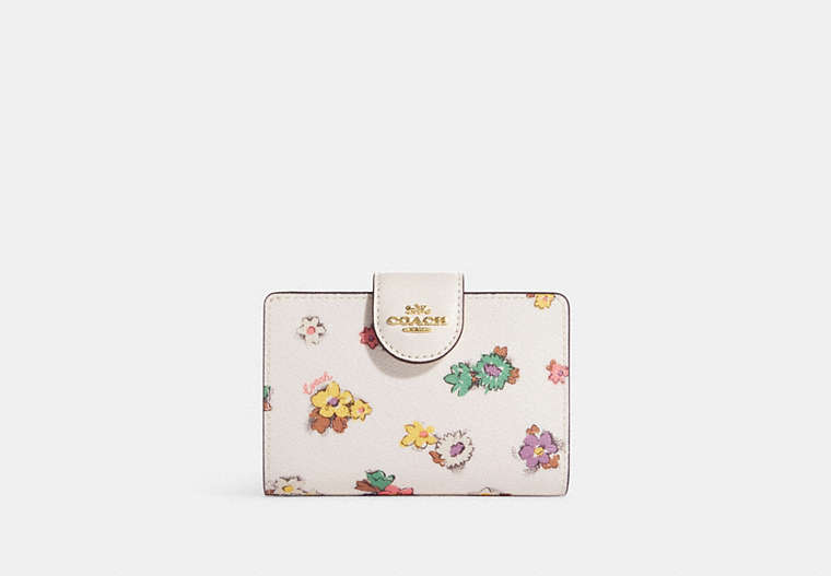 Medium Corner Zip Wallet With Spaced Floral Field Print