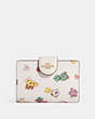COACH®,MEDIUM CORNER ZIP WALLET WITH SPACED FLORAL FIELD PRINT,Gold/Chalk Multi,Front View