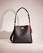 COACH®,RESTORED WILLOW BUCKET BAG,Polished Pebble Leather,Medium,Brass/Black,Front View