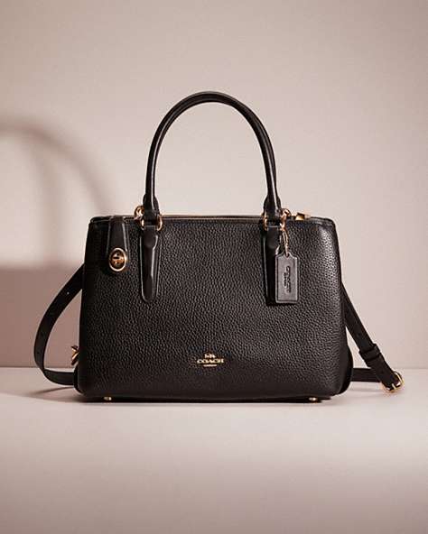 COACH®,RESTORED BROOKLYN CARRYALL 28,Pebble Leather,Medium,Light Gold/Black,Front View