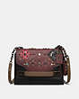 COACH®,RESTORED COACH SWAGGER CHAIN CROSSBODY WITH PATCHWORK PRAIRIE RIVETS,Pewter/Bordeaux Multi,Front View