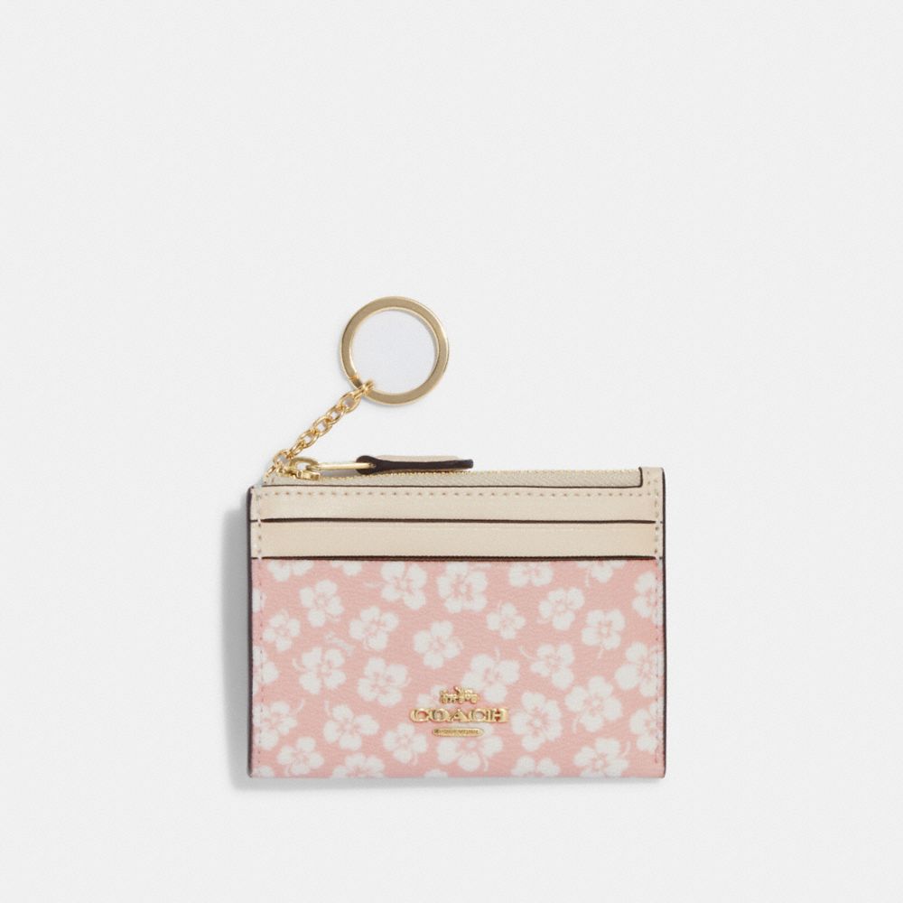 Coach Outlet Mini Skinny Id Case With Graphic Ditsy Floral Print in Pink