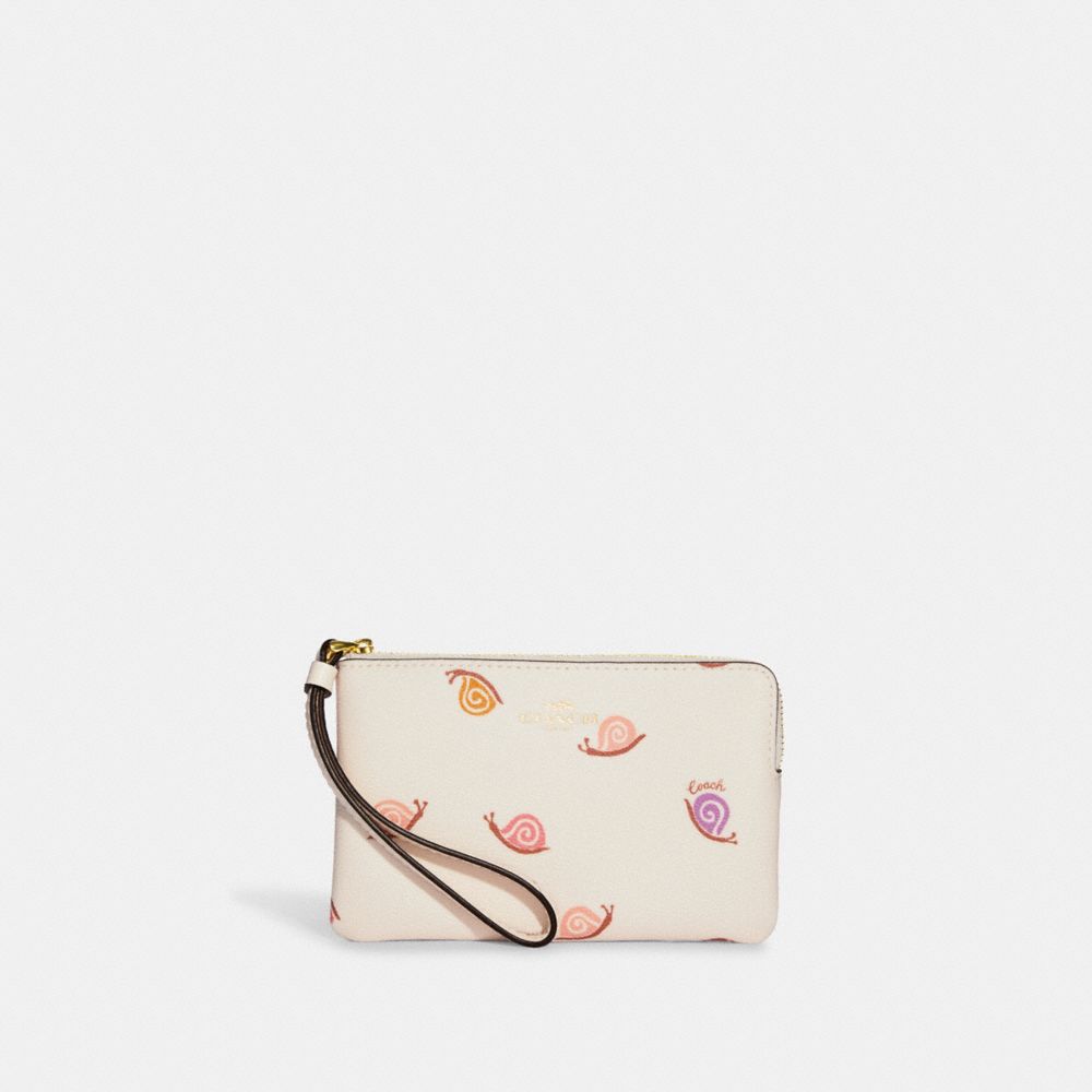 Corner Zip Wristlet With Snail Print