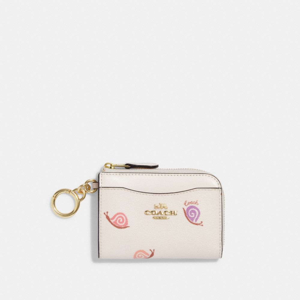 Coach Outlet L Zip Card Case With Snail Print in White