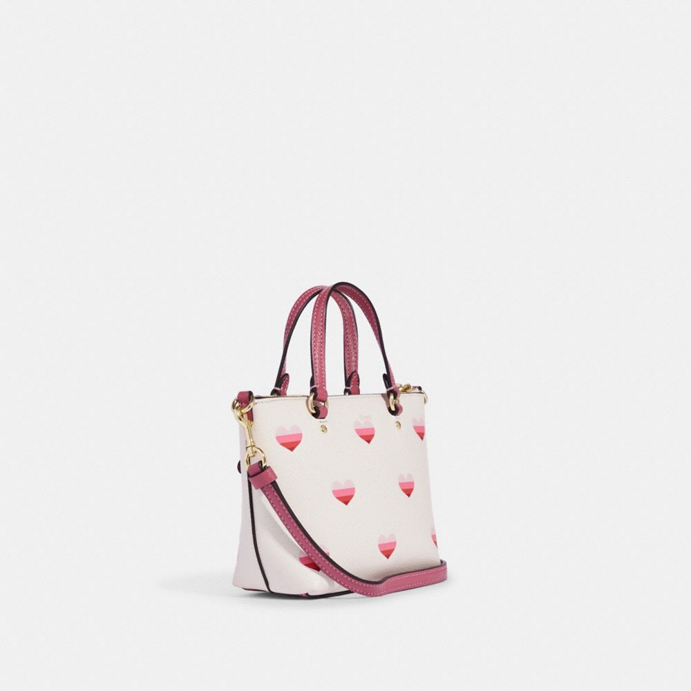 COACH Small Wallet In Heart Print Crossgrain Leather in Pink