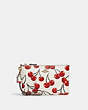 COACH®,SMALL WRISTLET WITH CHERRY PRINT,Pebble Leather,Mini,Brass/Chalk,Front View