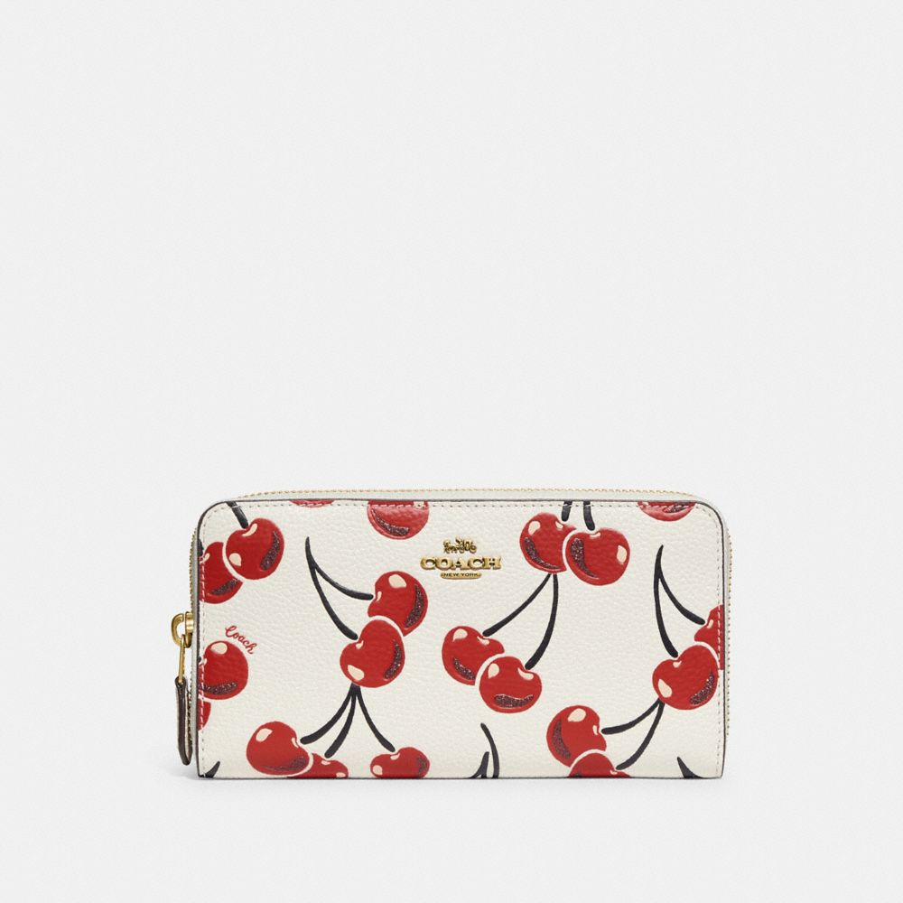 COACH®  Accordion Zip Wallet With Cherry Print