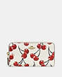 COACH®,ACCORDION ZIP WALLET WITH CHERRY PRINT,Pebble Leather,Mini,Brass/Chalk,Front View