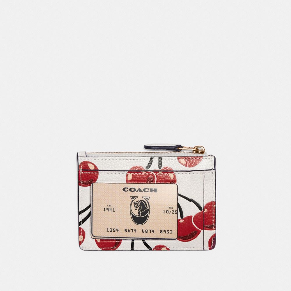 Mini Skinny Id Case With Cherry Print