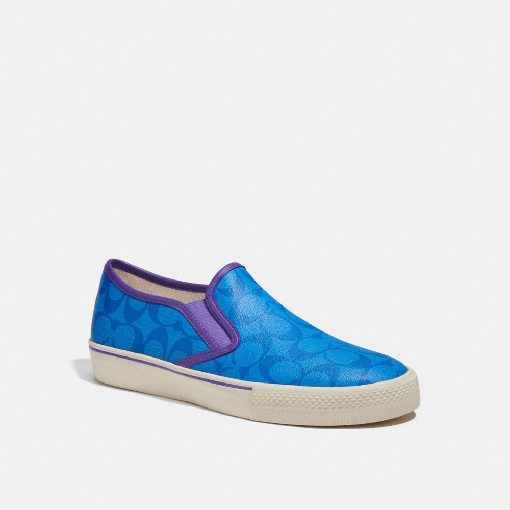 COACH®,SLIP ON SKATE SNEAKER,Bright Blue,Front View
