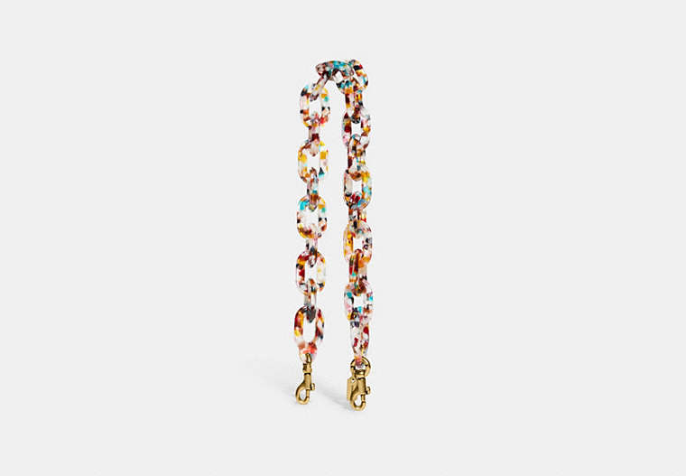 COACH®,SHORT CHAIN STRAP WITH RECYCLED RESIN,resin,Brass/Multi,Front View