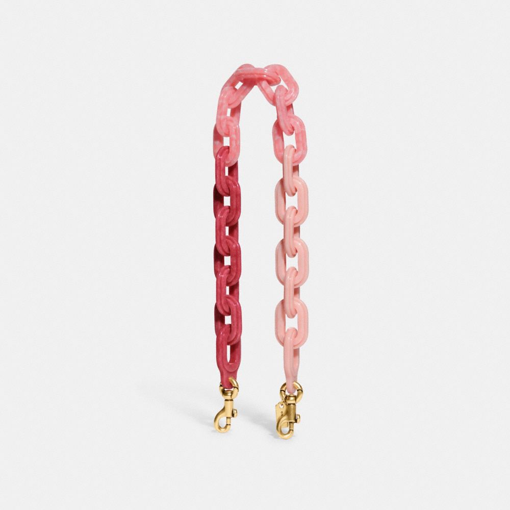 Brass Pink Multi Short Chain Strap With Recycled Resin