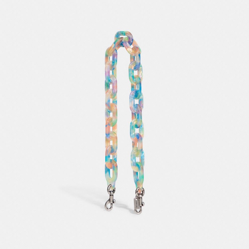 Coach Short Chain Strap With Recycled Resin In Brass/pink Multi | ModeSens