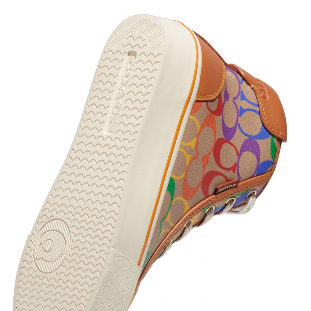 COACH®  Citysole High Top Platform Sneaker In Rainbow Signature