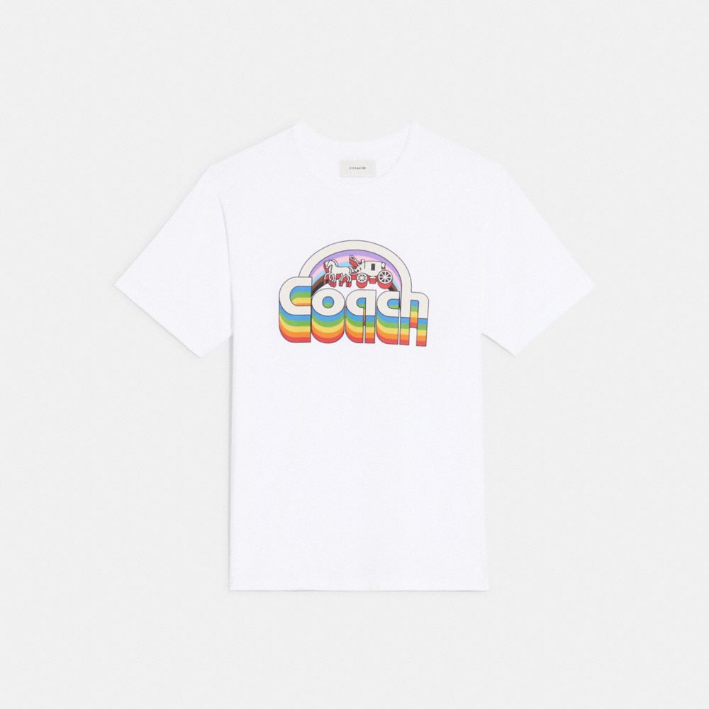 Rainbow Horse And Carriage T Shirt In Organic Cotton