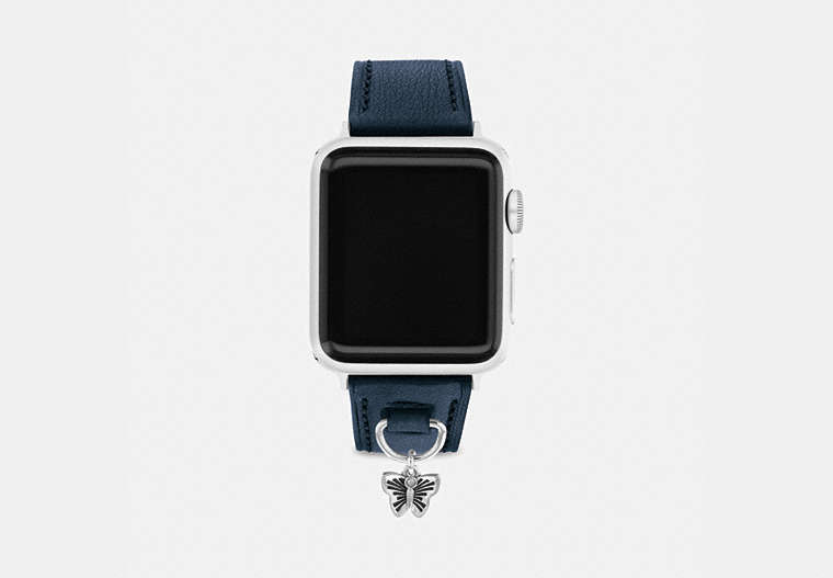 COACH®,APPLE WATCH® STRAP, 38MM AND 40MM,Leather,Navy,Front View