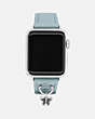 COACH®,APPLE WATCH® STRAP, 38MM AND 40MM,Leather,Blue,Front View