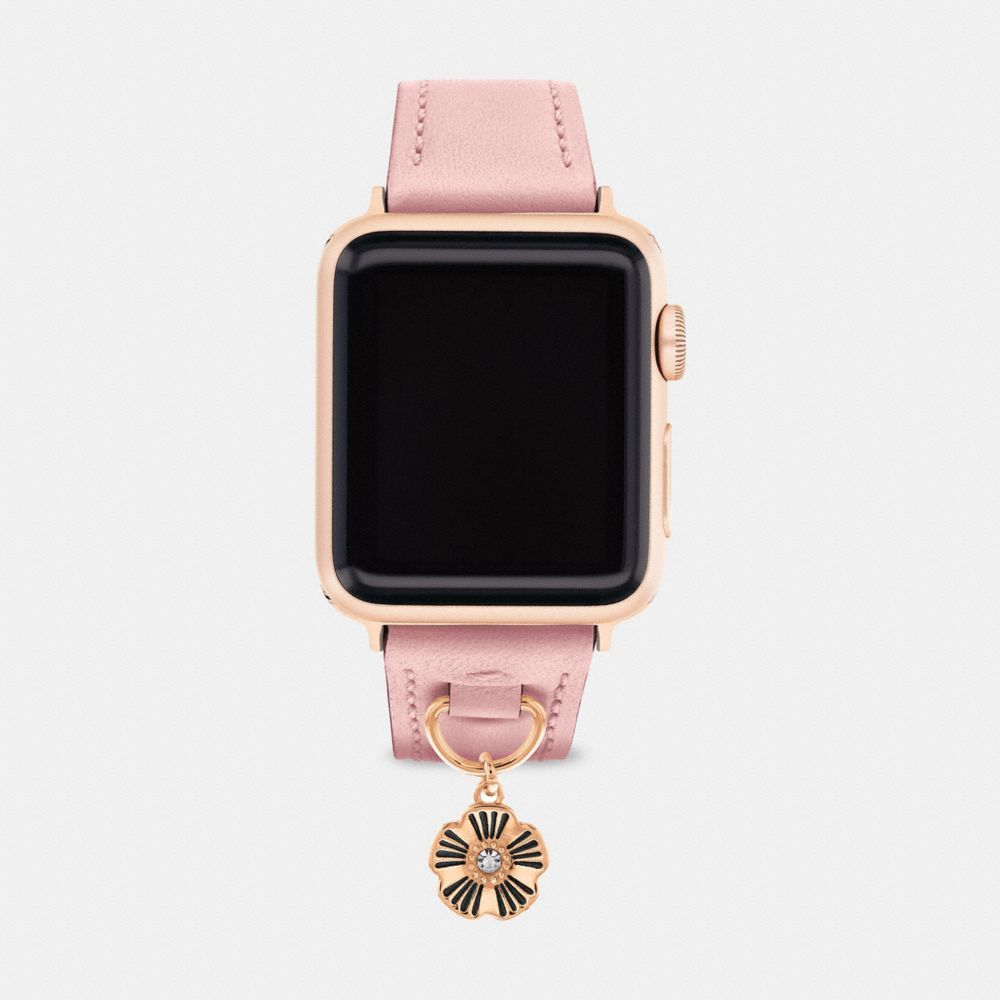 COACH®,APPLE WATCH® STRAP, 38MM AND 40MM,Leather,Pink,Front View