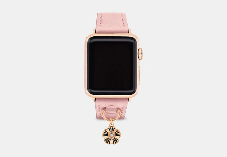 COACH®,APPLE WATCH® STRAP, 38MM AND 40MM,Leather,Pink,Front View