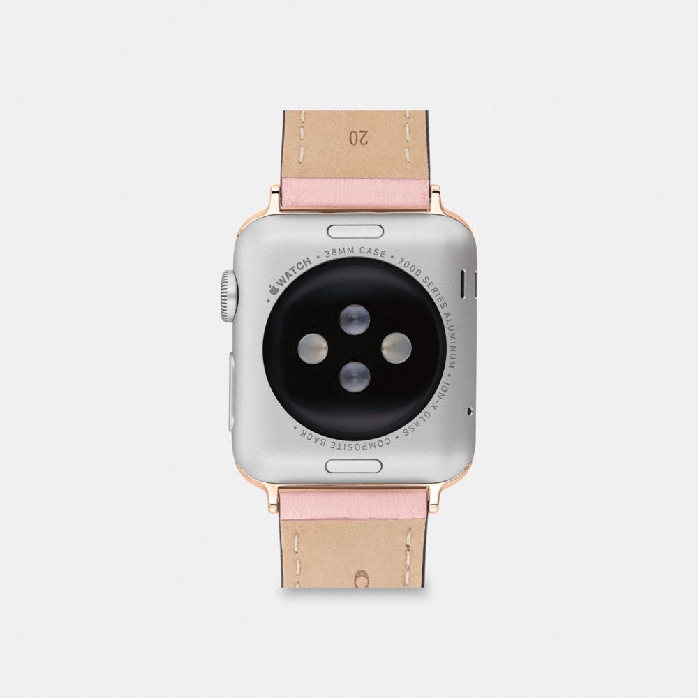 COACH®,APPLE WATCH® STRAP, 38MM AND 40MM,Leather,Pink,Back View
