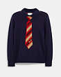 COACH®,TROMPE L'OEIL SWEATER,wool,Navy,Front View
