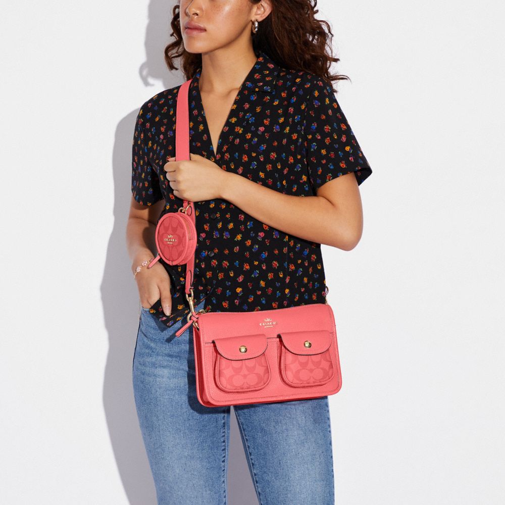 Pennie Crossbody With Coin Case With Signature Canvas Detail