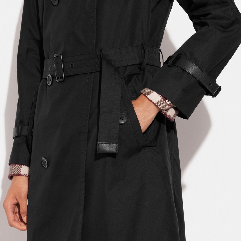 COACH Trench Coat With Leather Hood In Organic Cotton And